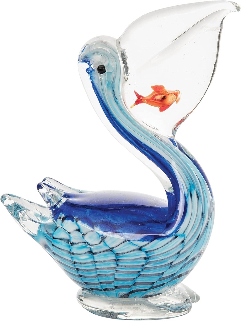PELICANO DE VIDRIO TIPO MURANO 15X8X19CM