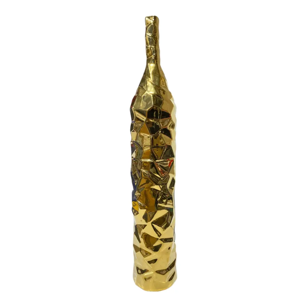 JARRON DE CERAMICA MOTTA DORADO Ø8X37CM 