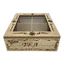 CAJA PARA TE DE MADERA/VIDRIO 18X18X7CM