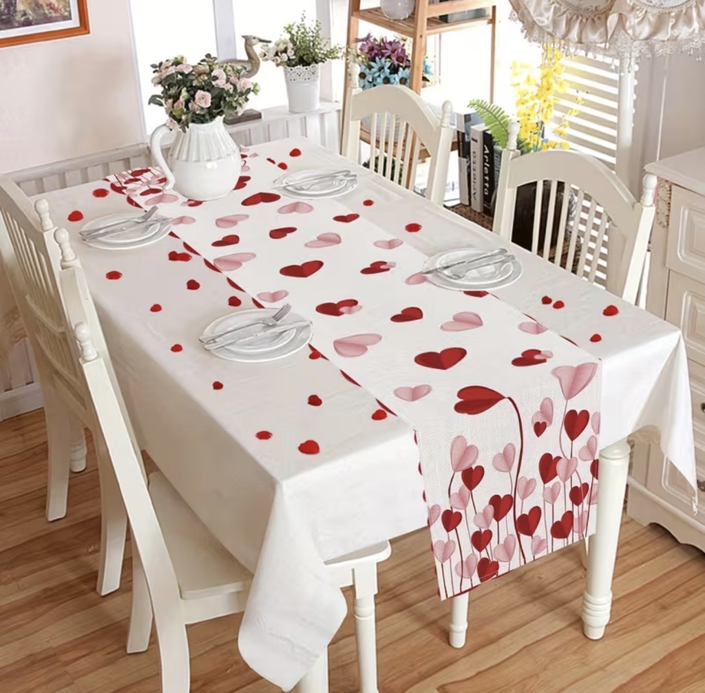 CAMINO DE MESA DE LINO CORAZON 33X183CM