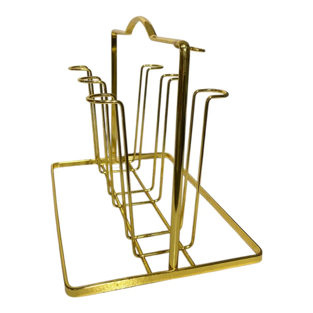 PORTA TAZAS O VASOS 6 PUESTOS DE METAL DORADO 26X17.5X21CM