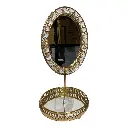 ESPEJO METALICO DORADO Ø16X32CM