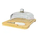 MANTEQUILLERA DE BAMBOO CON TAPA DE VIDRIO/ESPATULA 18X19X9CM 