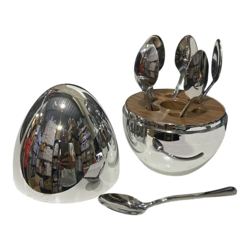 CUCHARITAS SETX6 HUEVO PLATEADO