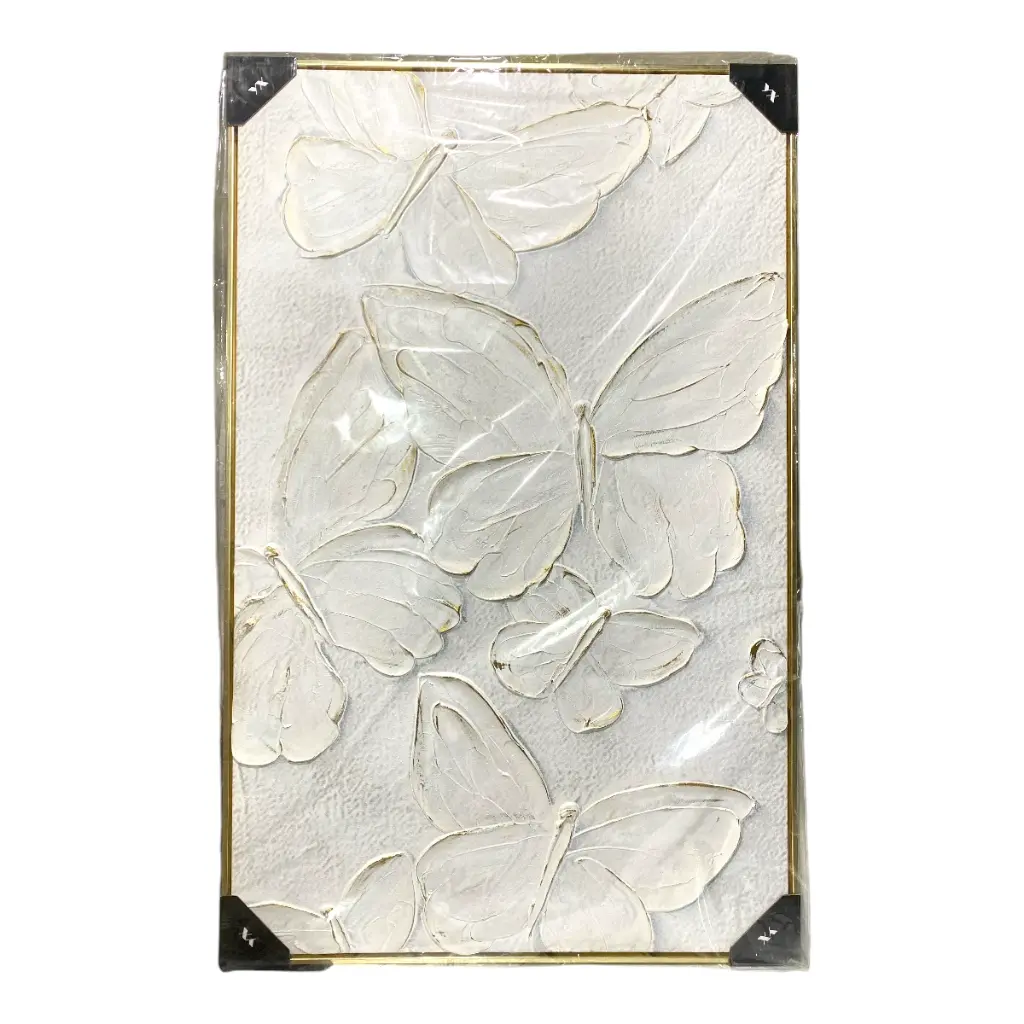 CUADRO TEX. MARIPOSAS MARCO FILO DORADO 70X110CM 