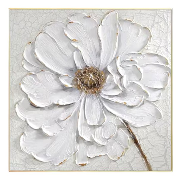 CUADRO LIENZO OLEO MARGARITA MARCO DORADO 80X80CM