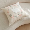 FORRO DE COJIN BEIGE CONEJO BORDADO 45X45CM