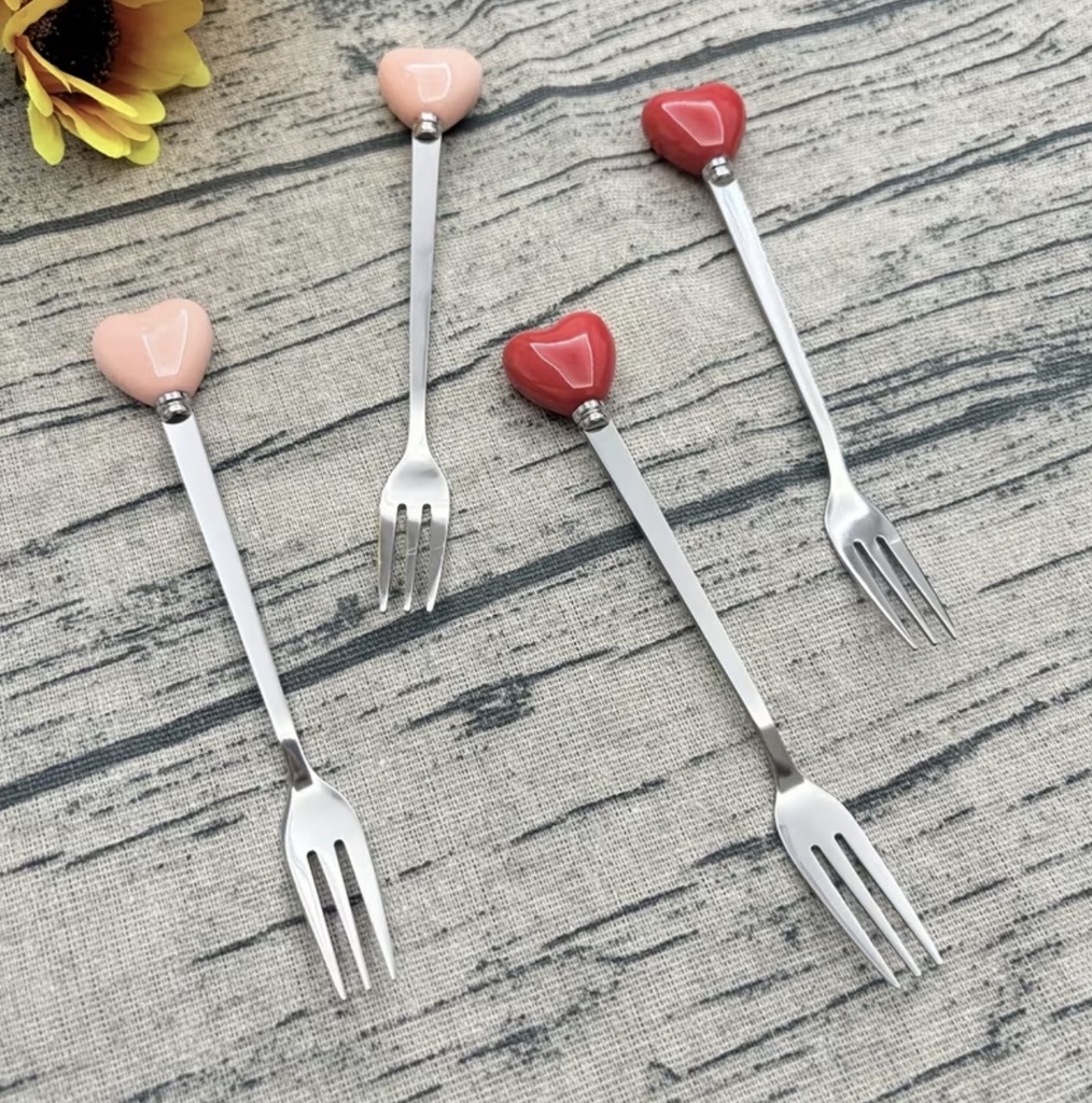 SET DE 3 TENEDORES ACERO CORAZON 15CM 2 TONOS