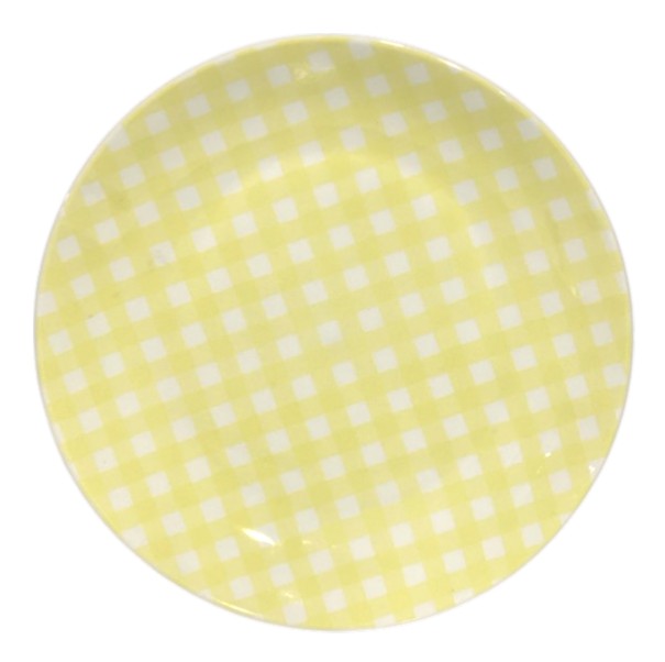 PLATO CUADROS AMARILLO PORCELANA Ø 26.5CM