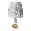 LAMPARA DE MESA DORADO/CRISTALES, BLANCA 25X43CM