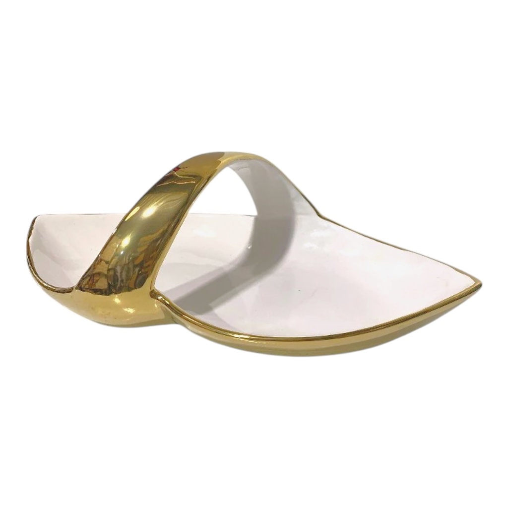 BANDEJA CENTRO DE MESA BLANCO PORCELANA 32X16X11CM