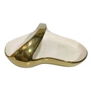 BANDEJA CENTRO DE MESA DORADA/BLANCO, PORCELANA 34X29X12CM