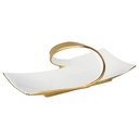 BANDEJA BLANCA/DORADA, PORCELANA 34.5X19X12CM