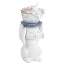 CONEJO CON TAZA Y ROSAS 13.5X30CM