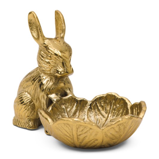 CONEJO BOWL DE METAL DORADO 15X22CM