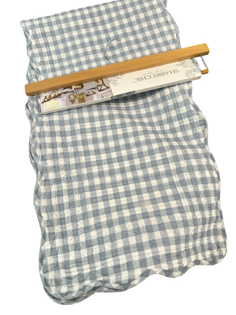 CAMINO DE MESA CUADROS REVERSIBLE CELESTE 35X182CM