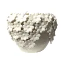 FLORERO DECORADO CON FLORES DE PORCELANA, Ø18X13CM