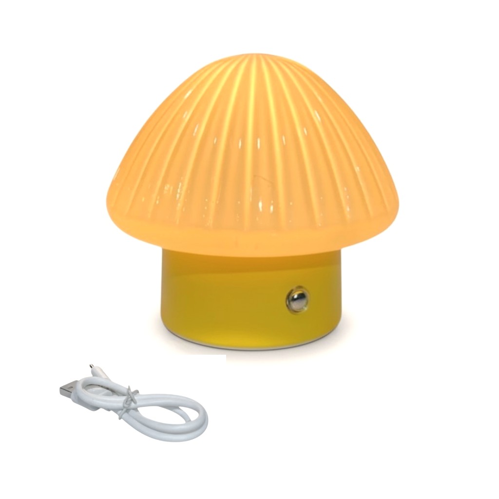 LAMPARA DE MESA CERAMICA/VIDRIO TACTIL HONGO AMARILLO REF:EF2504004-YW 12X11.5CM