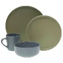 VAJILLA PORCELANA SETX16PZS. VERDE OLIVO/AZUL GRISACEO SETX16PZS. REF:HN02804-48 