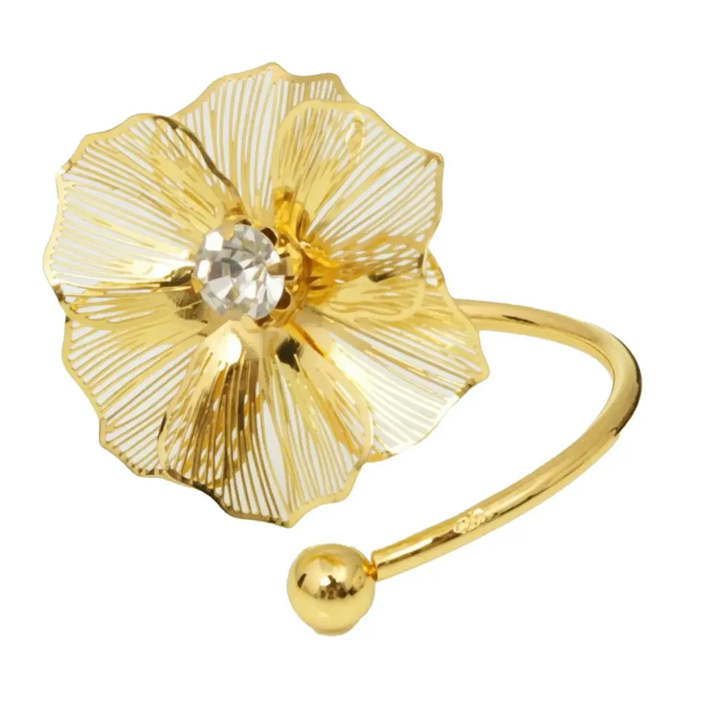 AROS DE SERVILLETA FLOR DORADOS, METALICOS SETX6PZS. REF:ES28476 Ø5CM 