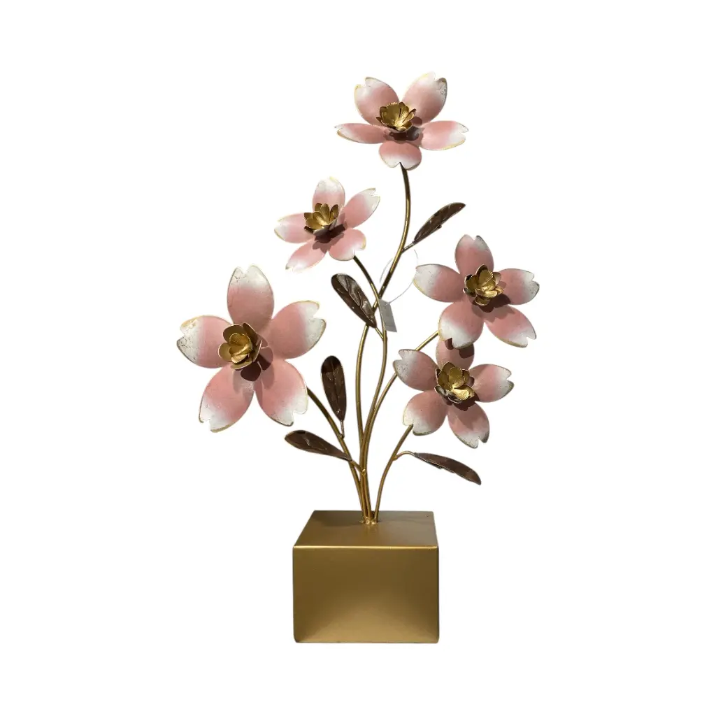 ADORNO FLOR ROSA GLAM METAL REF:ES28681/16604 37X11X51CM