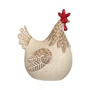 GALLINA POLIRESINA TONO ARENA - GOLD 12X9X16CM