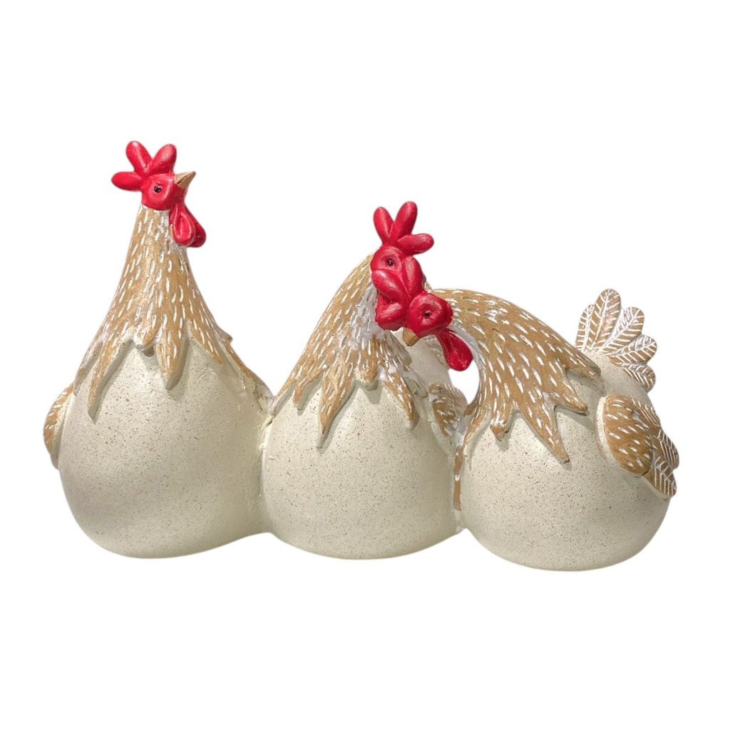 GALLINAS POLIRESINA TONO ARENA 24X11X16CM