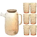 JARRA C/VASO VIDRIO SETX7PZ. REF:SAN5395/JYSJ-707 1.6LT Y 230ML