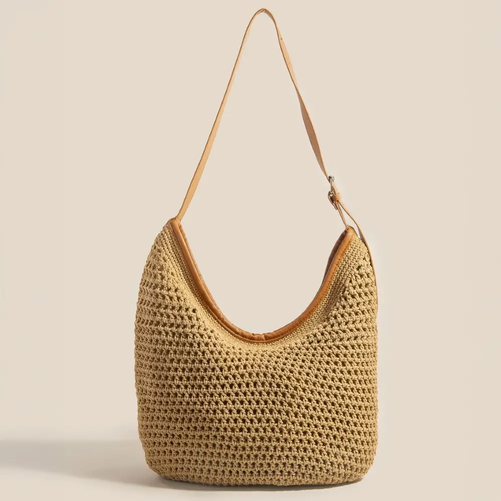 CARTERA DE PLAYA CAFE TEJIDA 