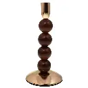 CANDELABRO METALICOS BASES DE ESFERAS MADERA REF:ES28762 10X21CM