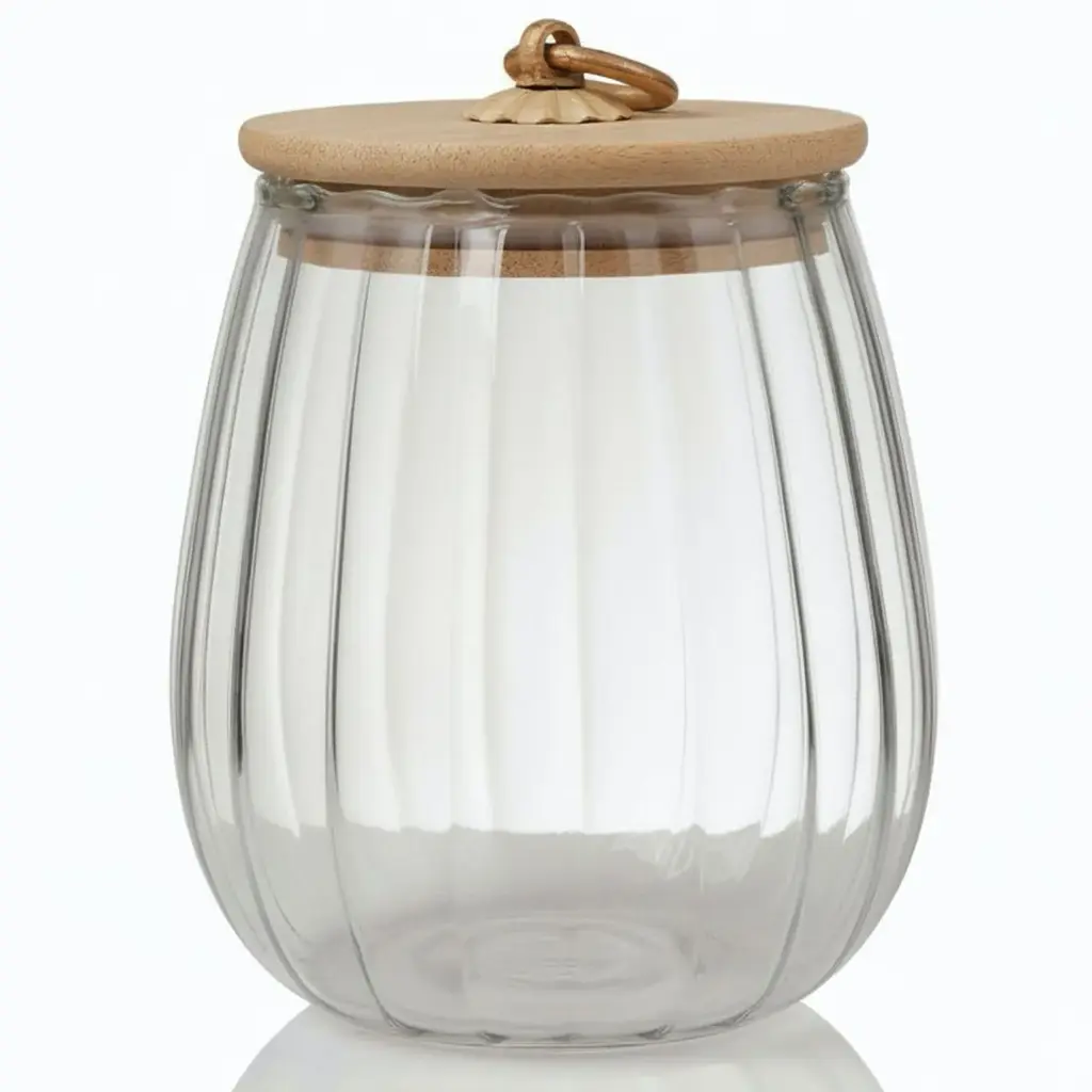 REPOSTERO DE VIDRIO BOROSILICATO C/TAPA BAMBOO REF:HCS75 750ML  