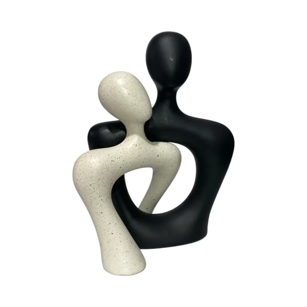 FIGURA PAREJA BLANCO/NEGRO POLIRESINA 16X12X21CM
