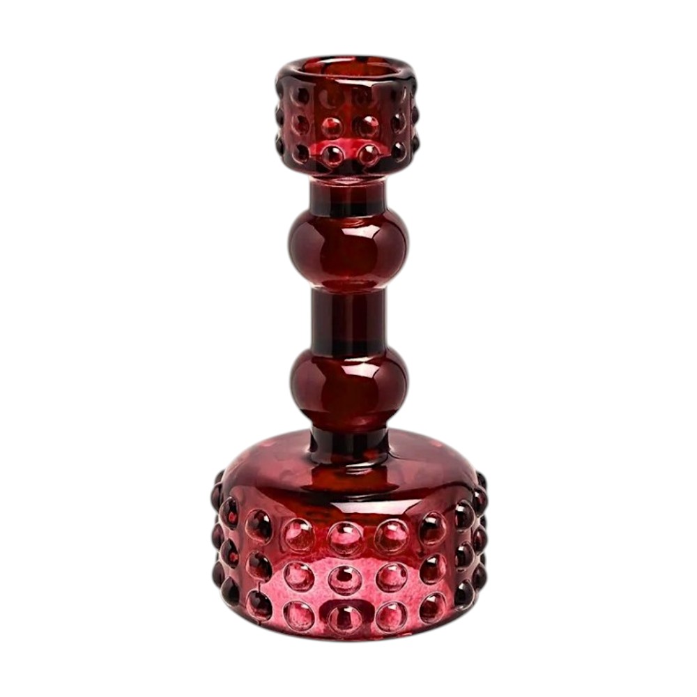 Candelabro de vidrio rojo, 6.50x13.5cm, REF:HM1188