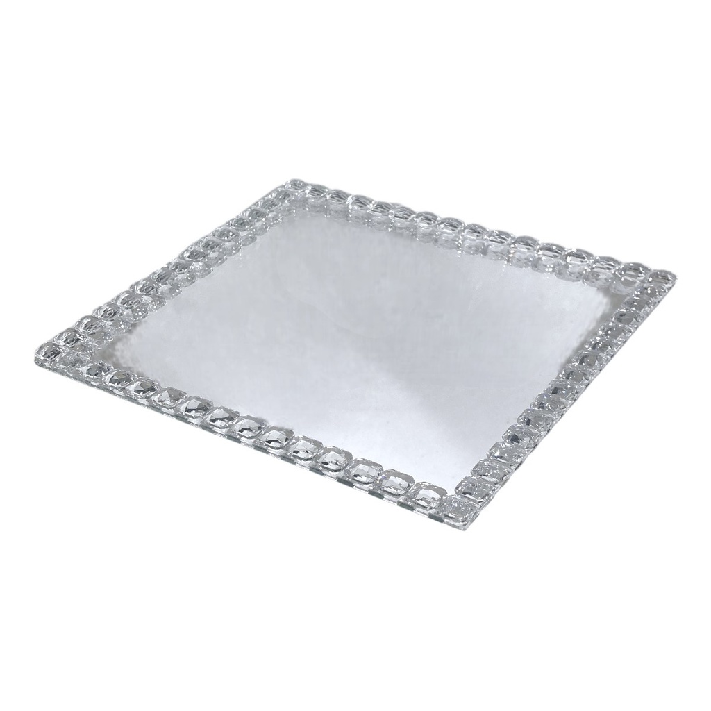 BANDEJA GIRATORIA DE VIDRIO/ESPEJO CUADRADA 30X30X3CM 
