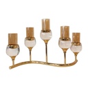 CANDELABRO METALICO/VIDRIO DORADO 46X19X30CM
