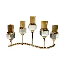 CANDELABRO METALICO/VIDRIO DORADO 46X19X30CM
