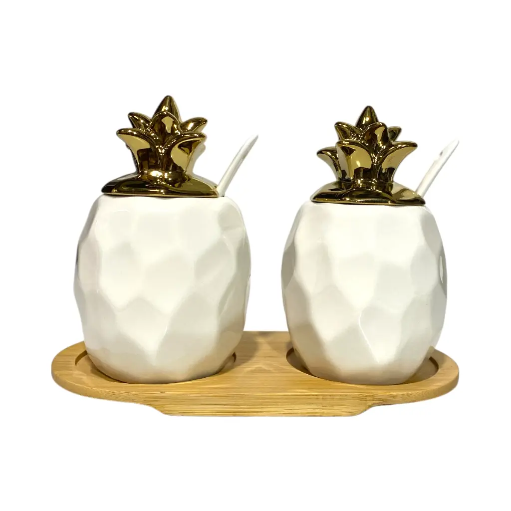 SET DE ENVASES DECORATIVOS DE CERAMICA 19.5X9.5X14CM