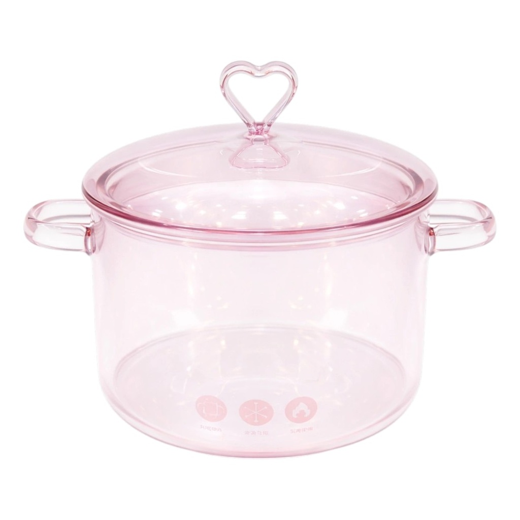 OLLA DE CRISTAL BOROSILICATO ROSADA TAPA CORAZON 22X15X18CM 1500ML