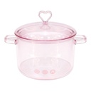 OLLA DE CRISTAL BOROSILICATO ROSADA TAPA CORAZON 22X15X18CM 1500ML