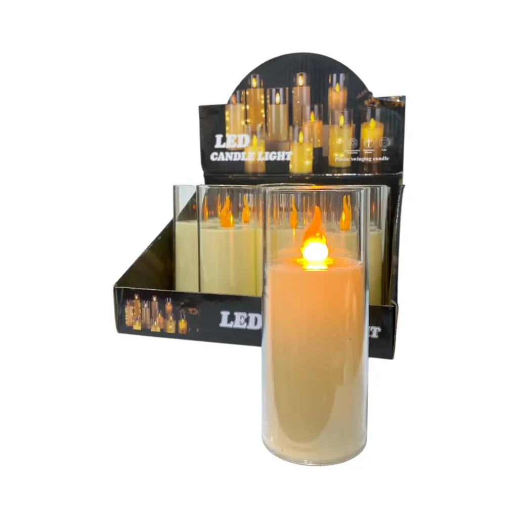 VELA LED CON CANDELABRO, ACRILICA 5X12.5CM