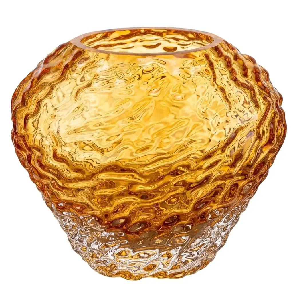 FLORERO DE VIDRIO AMBAR INFINITO REF:HM1756/HSS2018 20X11X18CM 