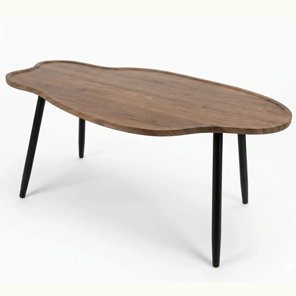 MESA DE CENTRO NOGAL MDF Y METAL REF:HM1979/YM087 100X60X48CM 