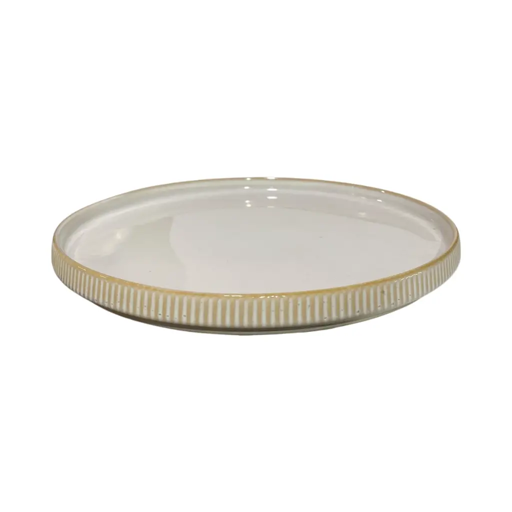 PLATO TENDIDO DE CERAMICA BEIGE Ø28CM  REF:HM2056/TJL-25ST1216077