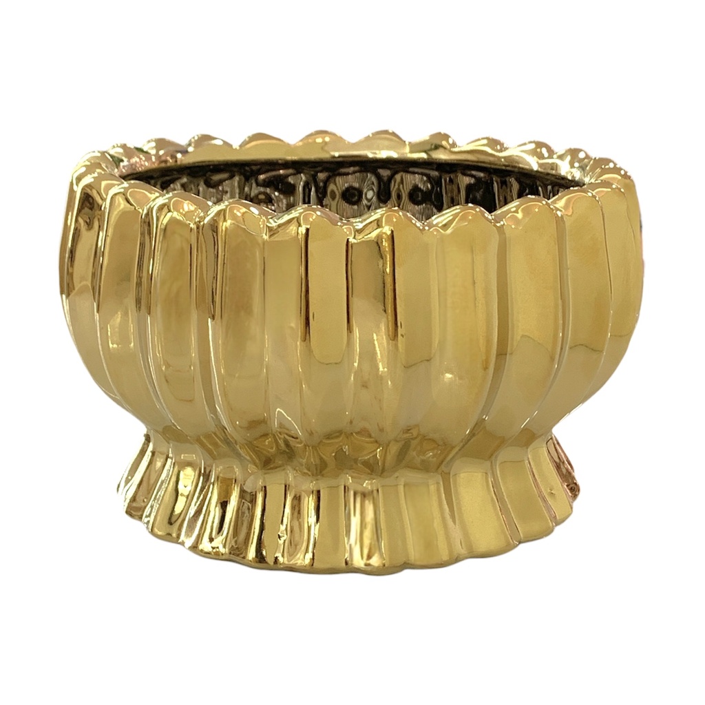 MACETA CROMADA DORADA 14X9CM