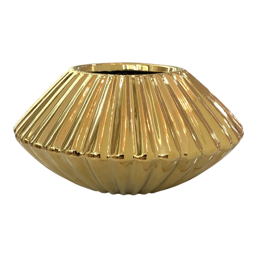 MACETA CROMADA DORADA 19X10CM