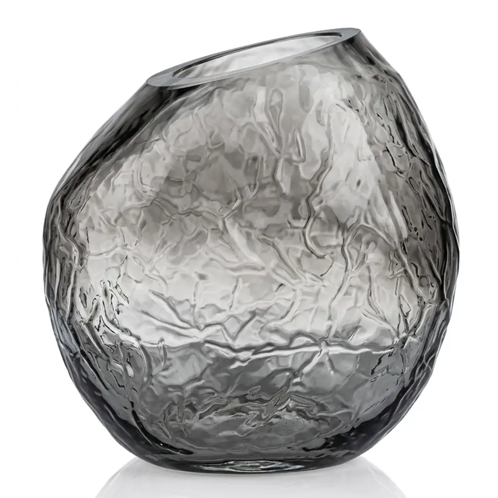 FLORERO DE VIDRIO OPALO NEGRO REF:HM1765/LY1817 17X8X18CM 