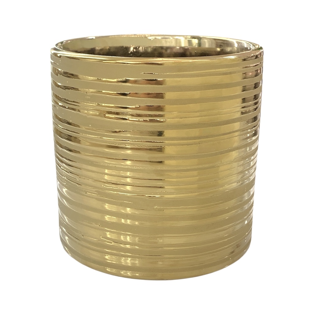MACETA LINEAL DORADA 13*13.5CM