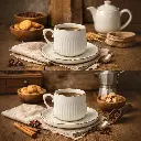 SET DE 6 TAZA/PLATO PORCELANA FILO DORADO, 12PCS. 200ML 