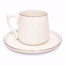 Set de 6 tazas con plato filo dorado de porcelana, 12pzs 200ML 