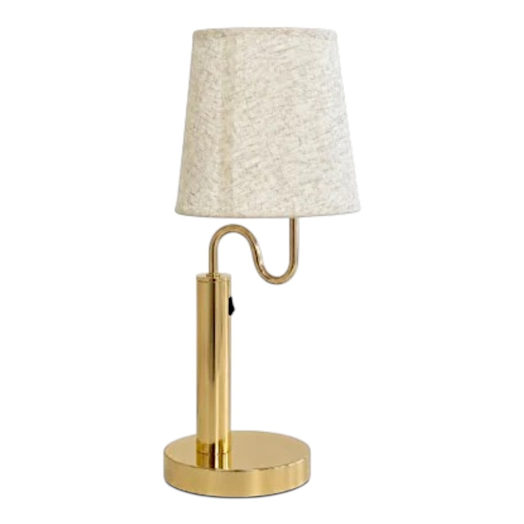 LAMPARA DE MESA METALICA DORADA CUERPO CURVO 22X39CM